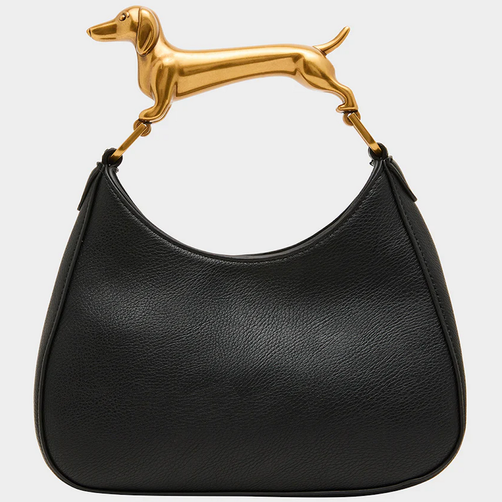 "The Wiener Whistle" Gold Dachshund Top-Handle Bag