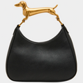 "The Wiener Whistle" Gold Dachshund Top-Handle Bag