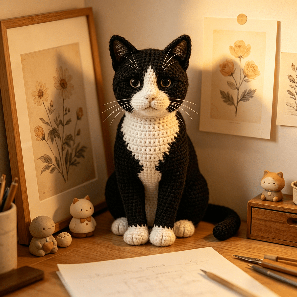 Tuxedo Cat Crochet Kit - Beginner-Friendly with Step-by-Step Guide