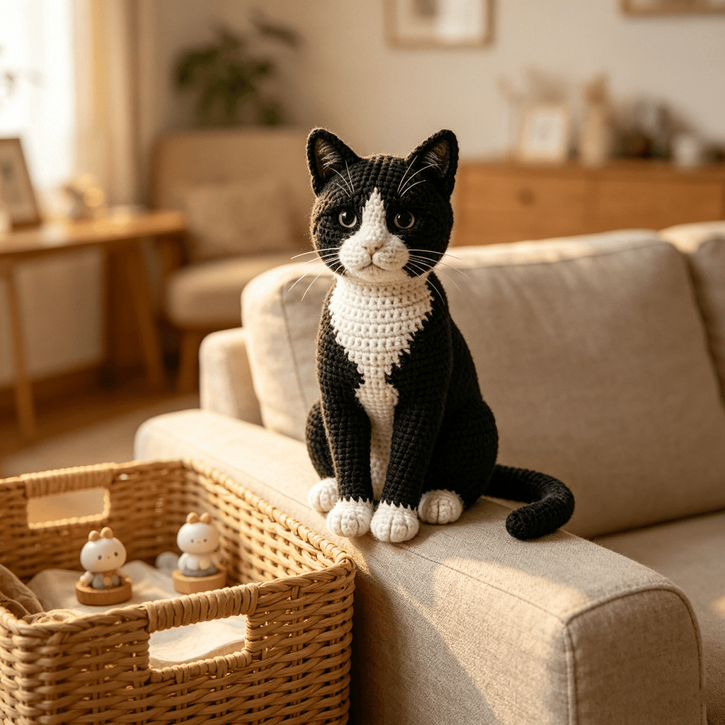 Tuxedo Cat Crochet Kit - Beginner-Friendly with Step-by-Step Guide