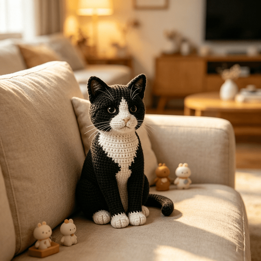 Tuxedo Cat Crochet Kit - Beginner-Friendly with Step-by-Step Guide