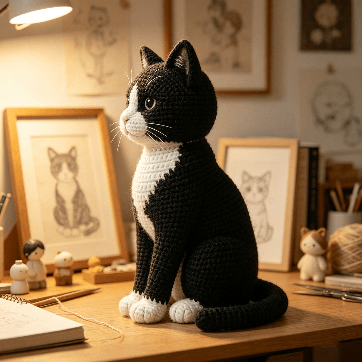 Tuxedo Cat Crochet Kit - Beginner-Friendly with Step-by-Step Guide