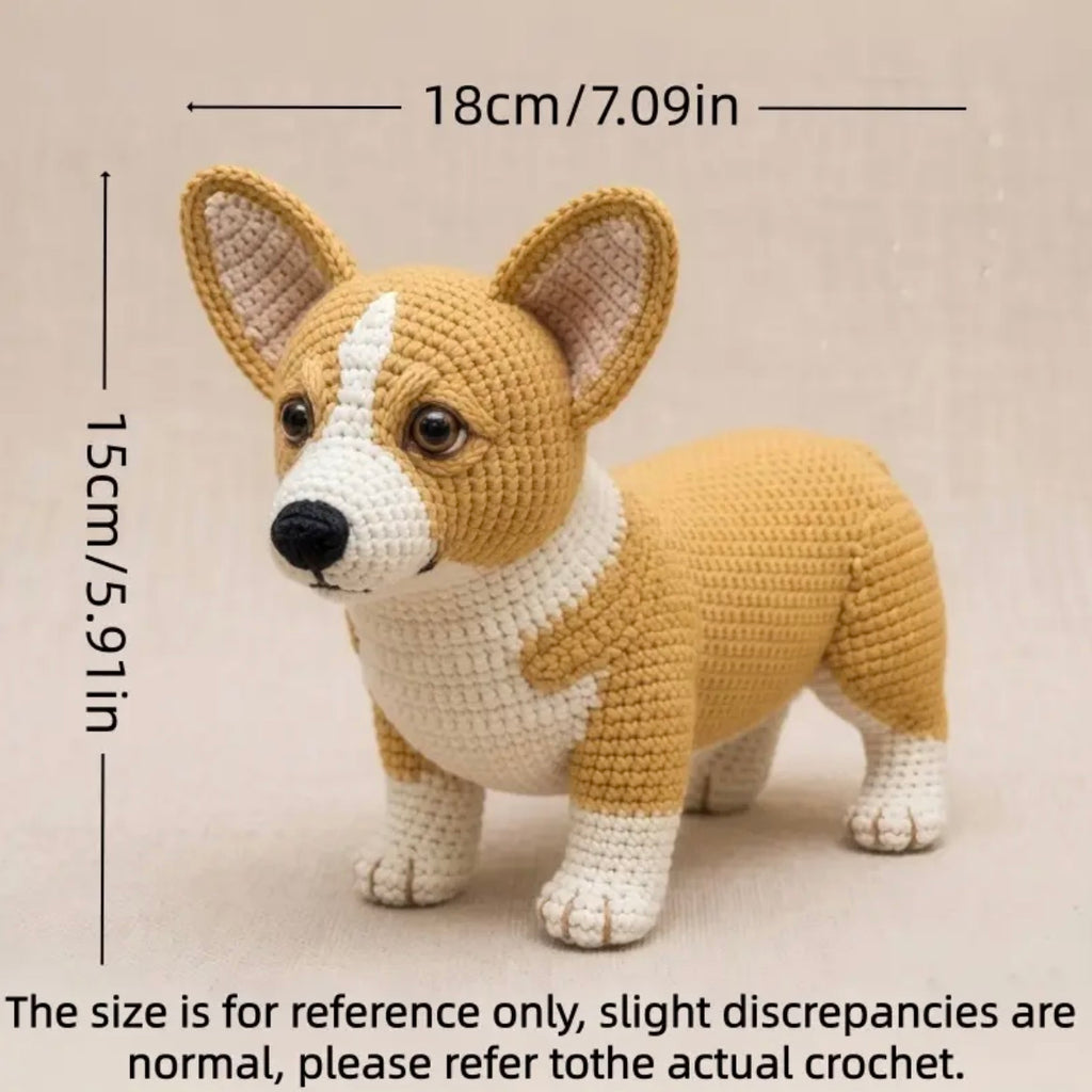 Corgi Crochet Kit For Begginers – Full Kit with Yarn, Hook & Guide