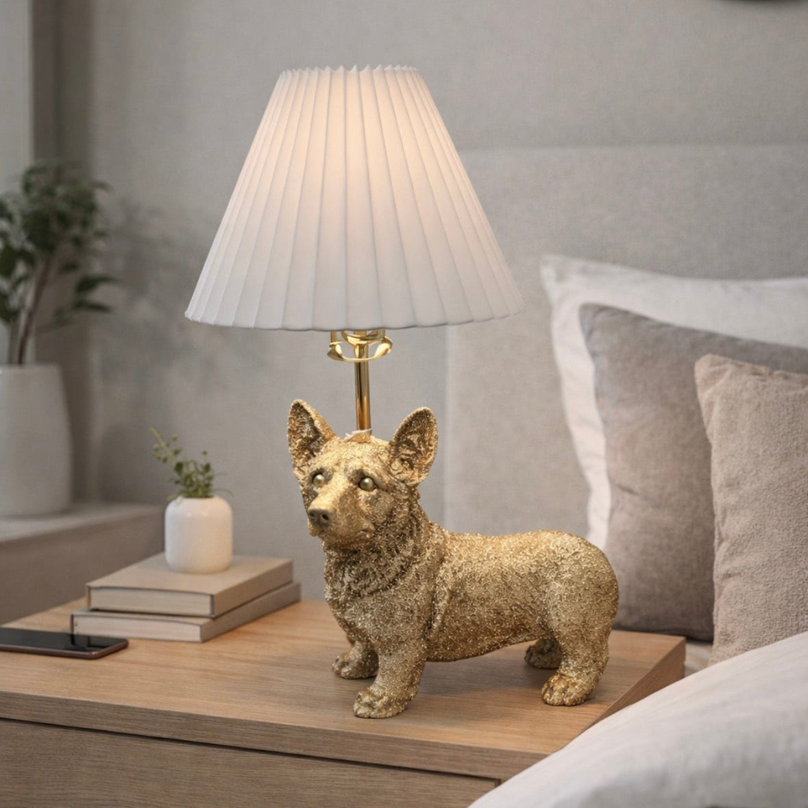 LumiCorgi™ Gold Table Lamp